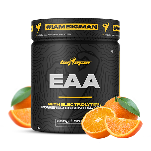 Pot de EAA + Electrolytes 300g de BigMan, complément alimentaire pour améliorer les performances, réduire la fatigue musculaire et favoriser la récupération après l'effort.