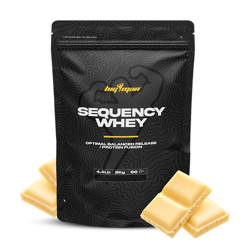 Secuencial Whey de BigMan, protéine séquentielle innovante combinant protéine concentrée et collagène, idéale pour la récupération musculaire, la santé des articulations et la croissance musculaire.