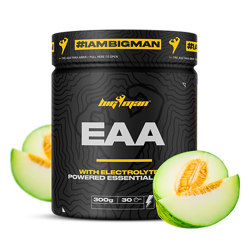 Pot de EAA + Electrolytes 300g de BigMan, complément alimentaire pour améliorer les performances, réduire la fatigue musculaire et favoriser la récupération après l'effort.