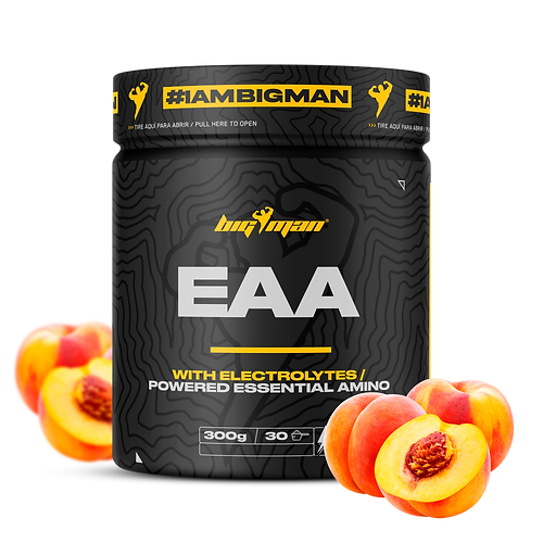 Pot de EAA + Electrolytes 300g de BigMan, complément alimentaire pour améliorer les performances, réduire la fatigue musculaire et favoriser la récupération après l'effort.