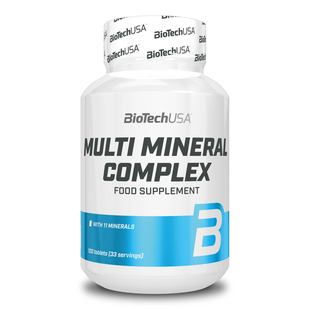 Multi Mineral Complex de BioTech USA, complément nutritionnel avec calcium, magnésium, zinc et chrome pour soutenir la santé des os, des dents et du métabolisme.