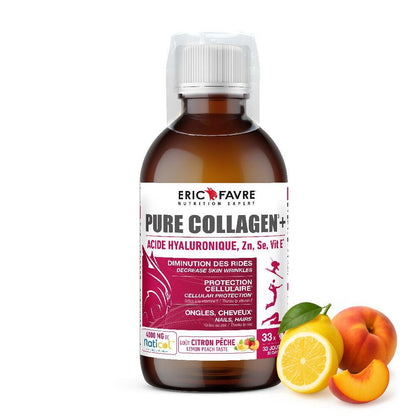 Pure Collagen marin hydrolysé 4 000 mg de collagène marin hydrolysé + Acide hyaluronique Formule liquide