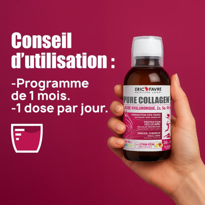 Pure Collagen marin hydrolysé 4 000 mg de collagène marin hydrolysé + Acide hyaluronique Formule liquide