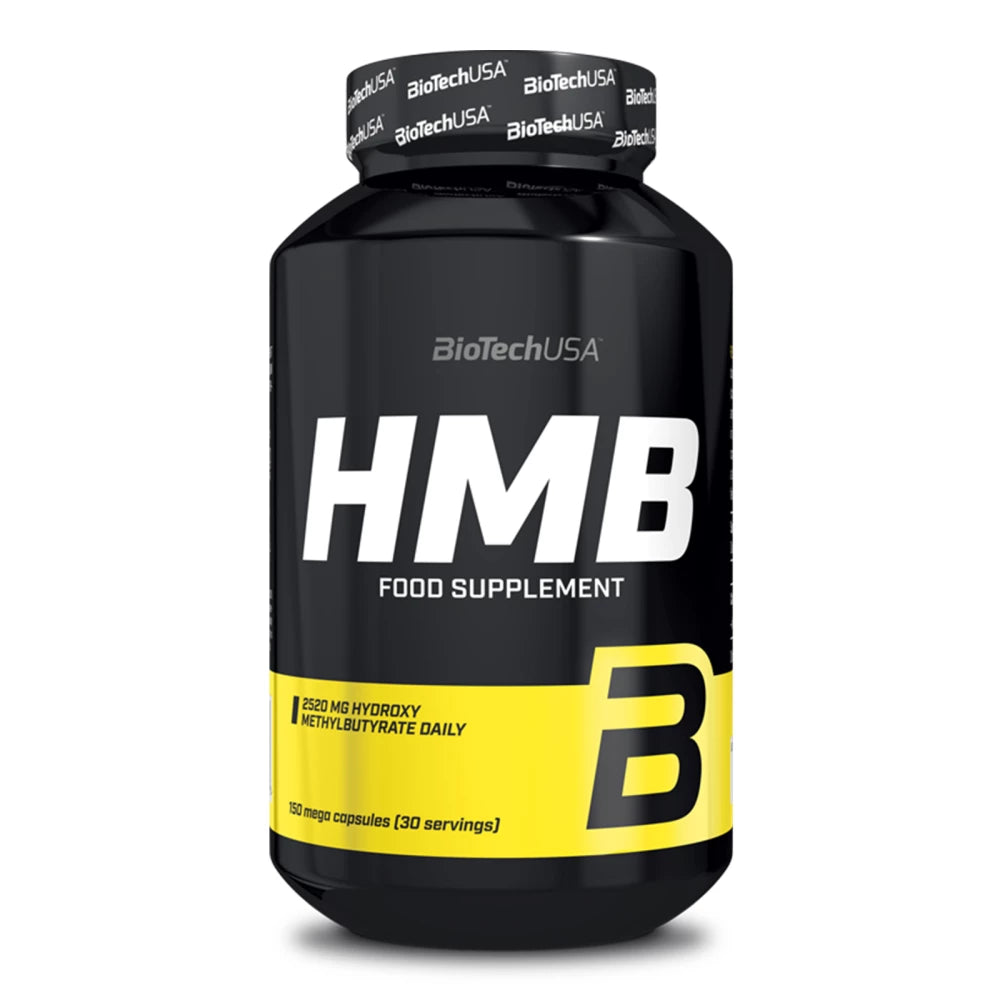 Complément alimentaire HMB BioTech USA en capsules, contenant 3000 mg de calcium HMB par portion, conçu pour soutenir la préservation musculaire des bodybuilders et sportifs.